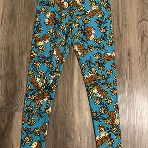 Lularoe Disney Beauty and the Beast Belle Soft Blue Leggings size OS